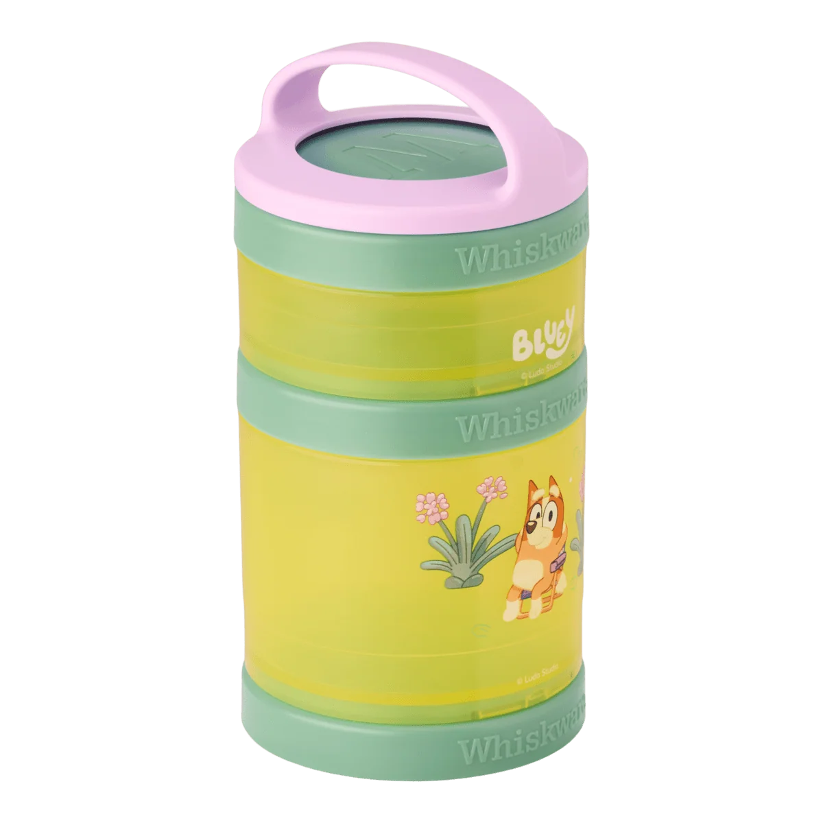 Kids Snack Container Set with Stackable Twist-Lock Compartments and Removable Handle for Lunchboxes and Backpacks