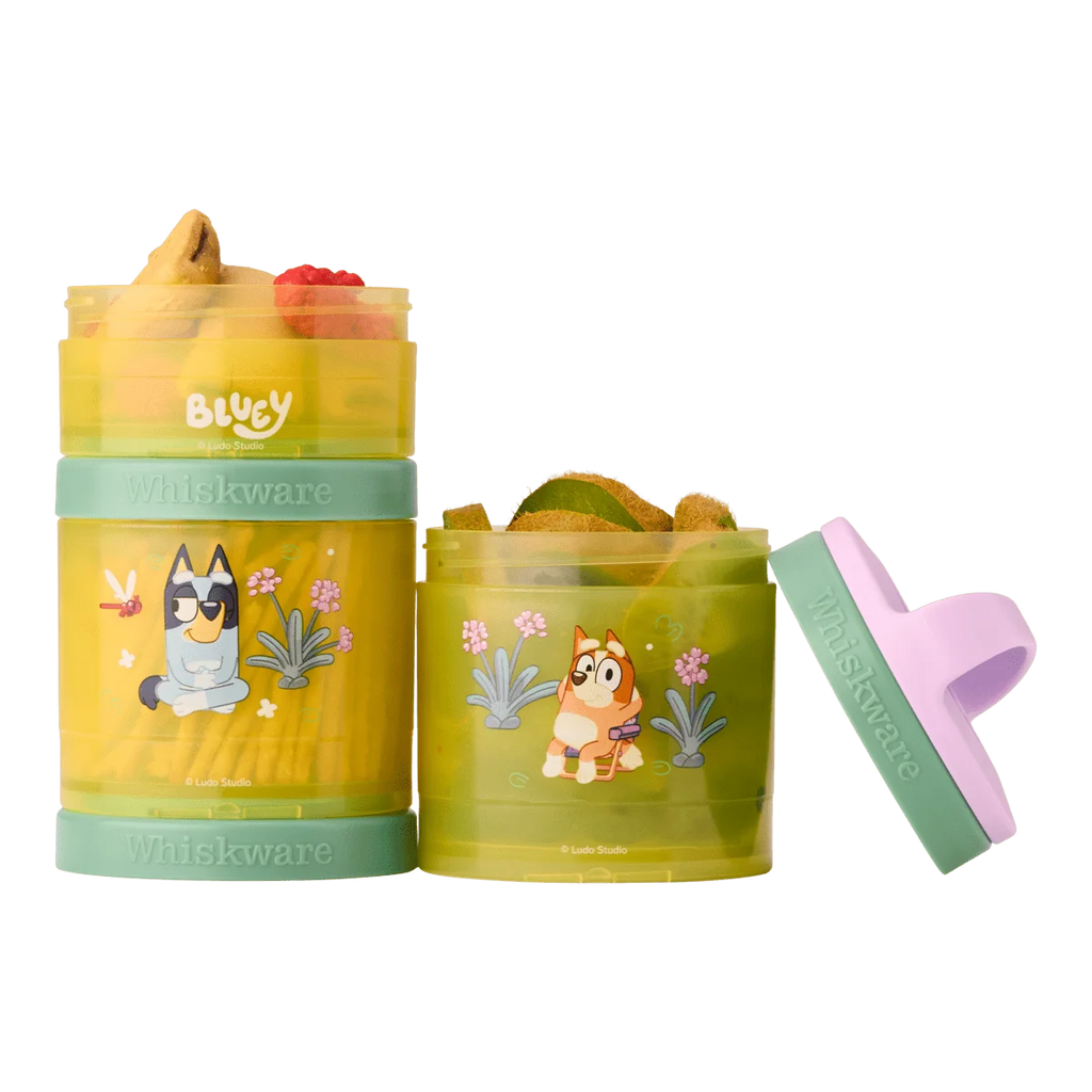 Kids Snack Container Set with Stackable Twist-Lock Compartments and Removable Handle for Lunchboxes and Backpacks