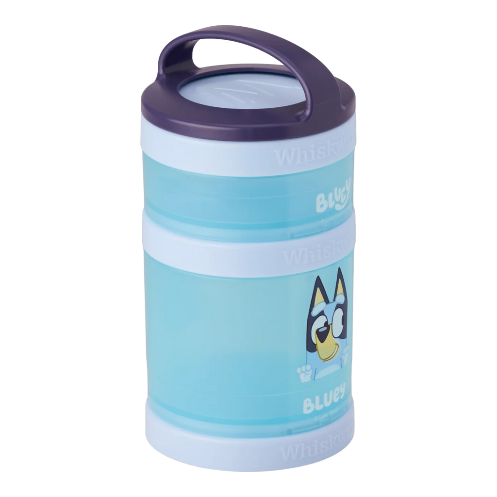 Kids Snack Container Set with Stackable Twist-Lock Compartments and Removable Handle for Lunchboxes and Backpacks