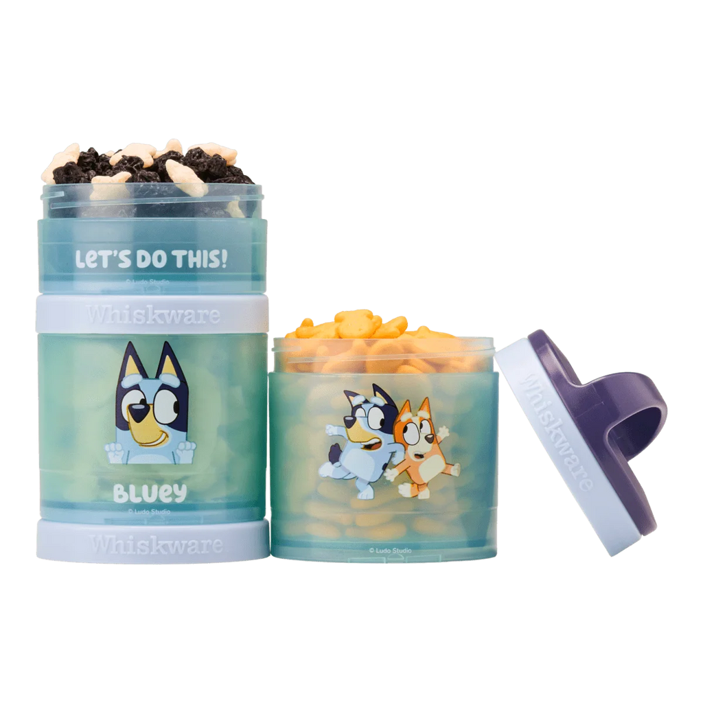Kids Snack Container Set with Stackable Twist-Lock Compartments and Removable Handle for Lunchboxes and Backpacks