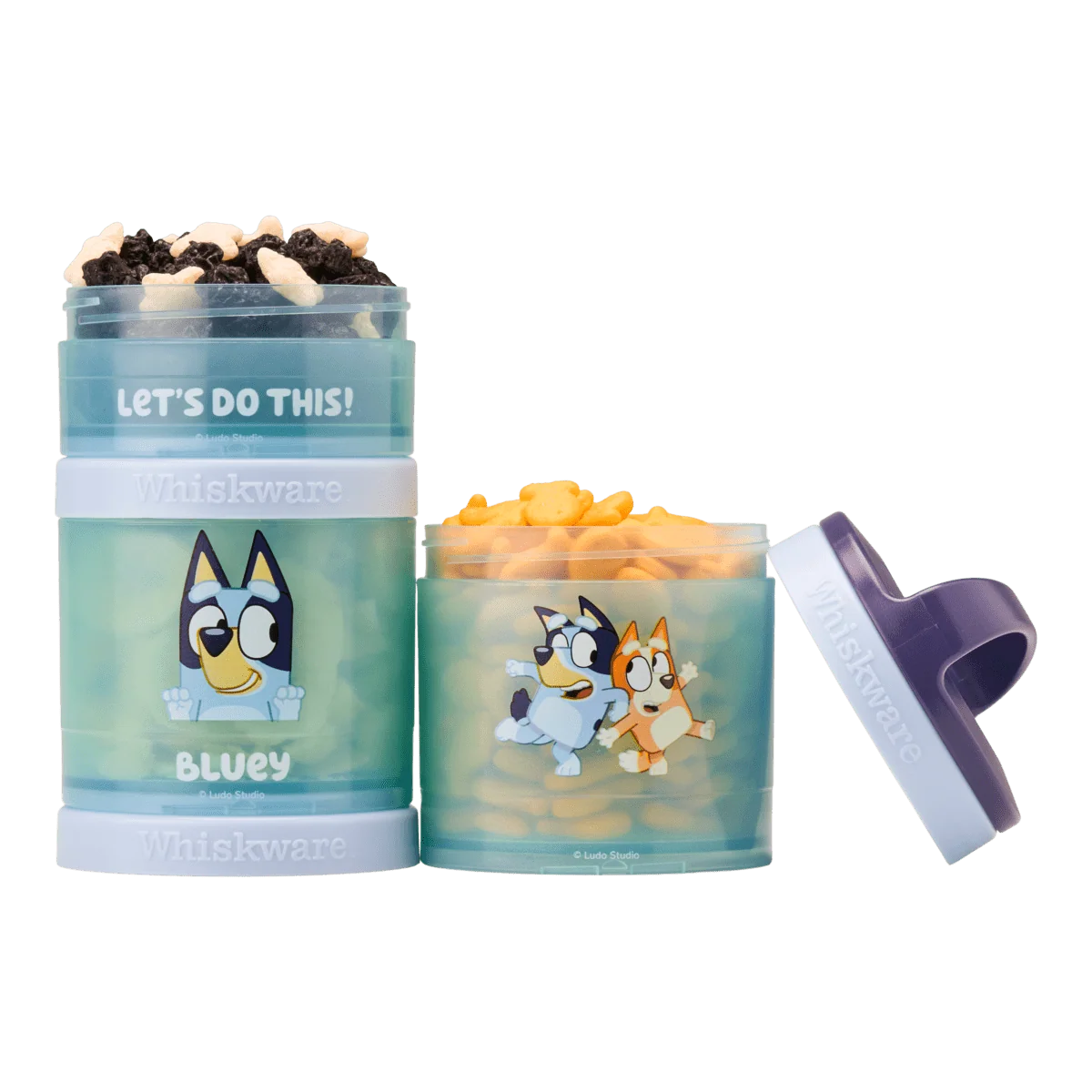 Kids Snack Container Set with Stackable Twist-Lock Compartments and Removable Handle for Lunchboxes and Backpacks