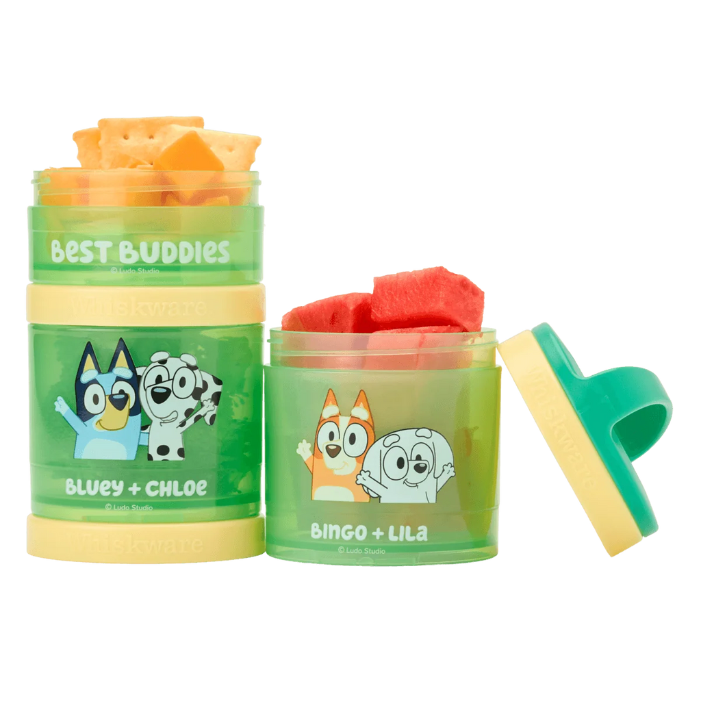 Kids Snack Container Set with Stackable Twist-Lock Compartments and Removable Handle for Lunchboxes and Backpacks