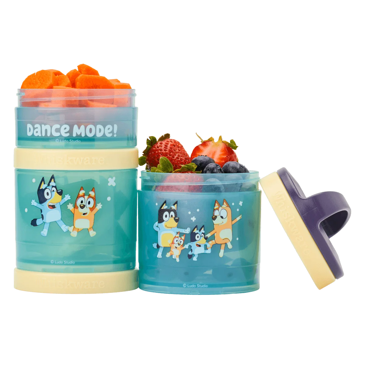 Kids Snack Container Set with Stackable Twist-Lock Compartments and Removable Handle for Lunchboxes and Backpacks