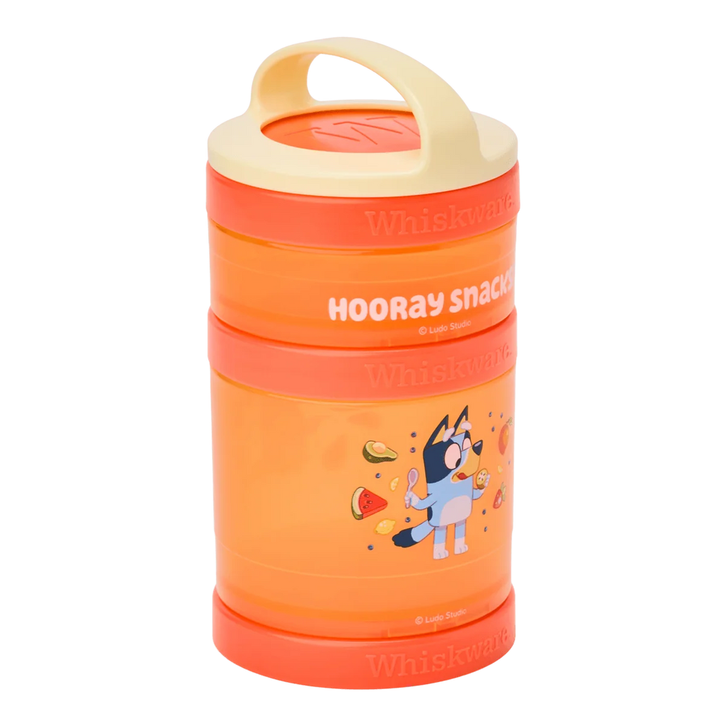 Kids Snack Container Set with Stackable Twist-Lock Compartments and Removable Handle for Lunchboxes and Backpacks