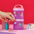 Kids Snack Container Set with Stackable Twist-Lock Compartments and Removable Handle for Lunchboxes and Backpacks