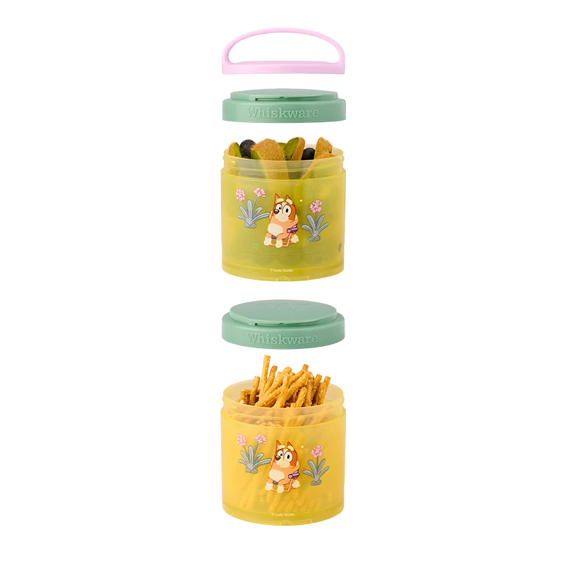 Kids Snack Container Set with Stackable Twist-Lock Compartments and Removable Handle for Lunchboxes and Backpacks