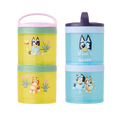 Kids Snack Container Set with Stackable Twist-Lock Compartments and Removable Handle for Lunchbox — Bluey Play & Relax Bundle