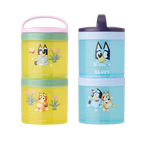 Kids Snack Container Set with Stackable Twist-Lock Compartments and Removable Handle for Lunchbox — Bluey Play & Relax Bundle