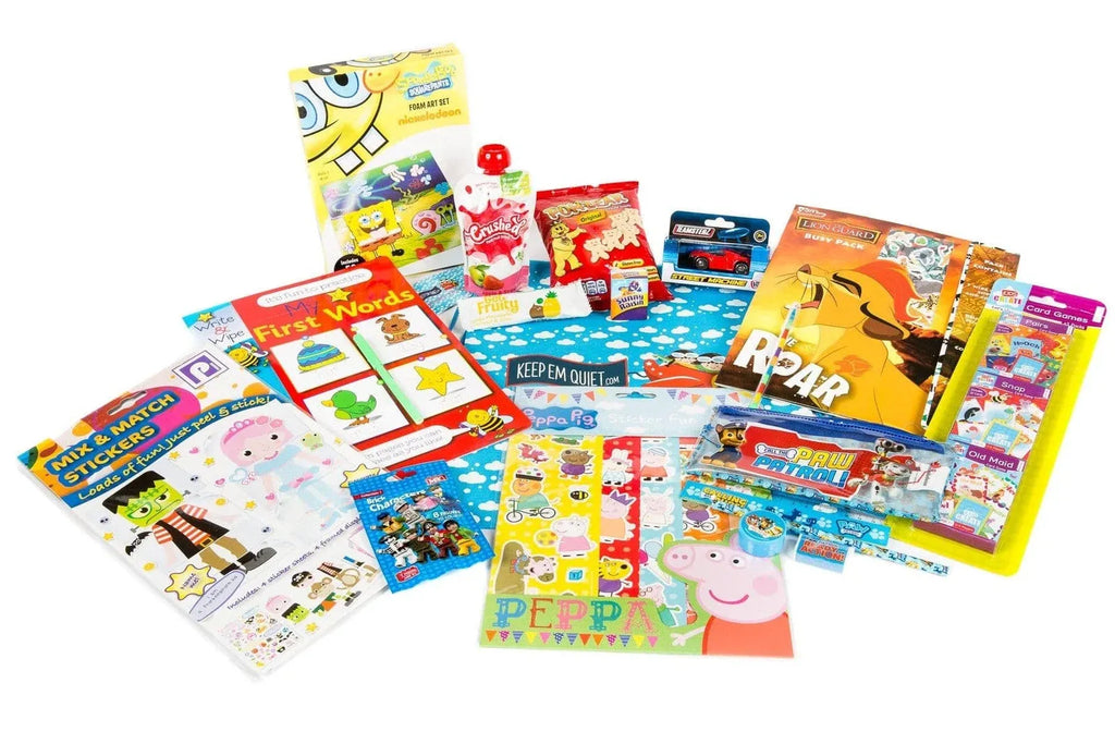 Kids Travel Activity Pack with 9 Entertainment Items, Crayons and Reusable Rucksack for Trips