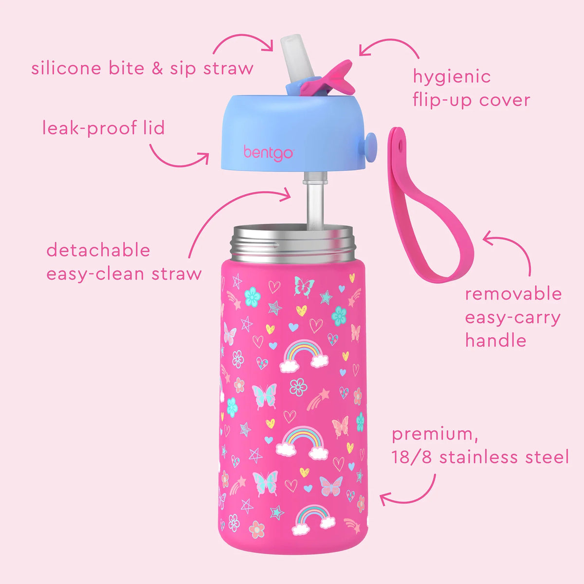 Kids Water Bottle in 18/8 Stainless Steel
