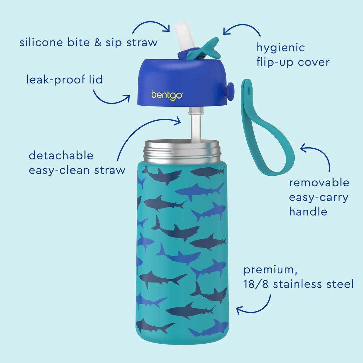Kids Water Bottle in 18/8 Stainless Steel