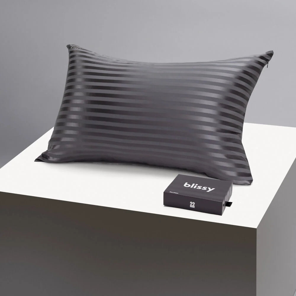 King Silk Pillowcase in Grey Stripes, 22-Momme 100% Pure Mulberry