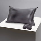 King Silk Pillowcase in Grey Stripes, 22-Momme 100% Pure Mulberry