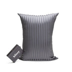 King Silk Pillowcase in Grey Stripes, 22-Momme 100% Pure Mulberry