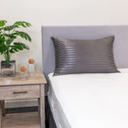 King Silk Pillowcase in Grey Stripes, 22-Momme 100% Pure Mulberry