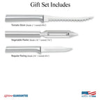 Kitchen Knife and Peeler Gift Set with a Paring Knife and Dual-Serrated Tomato Slicer in a Gift Box