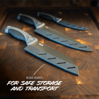 Kitchen Knife Set with Three Black Titanium-Coated Blades and Soft-Touch Handles for Everyday Food Prep