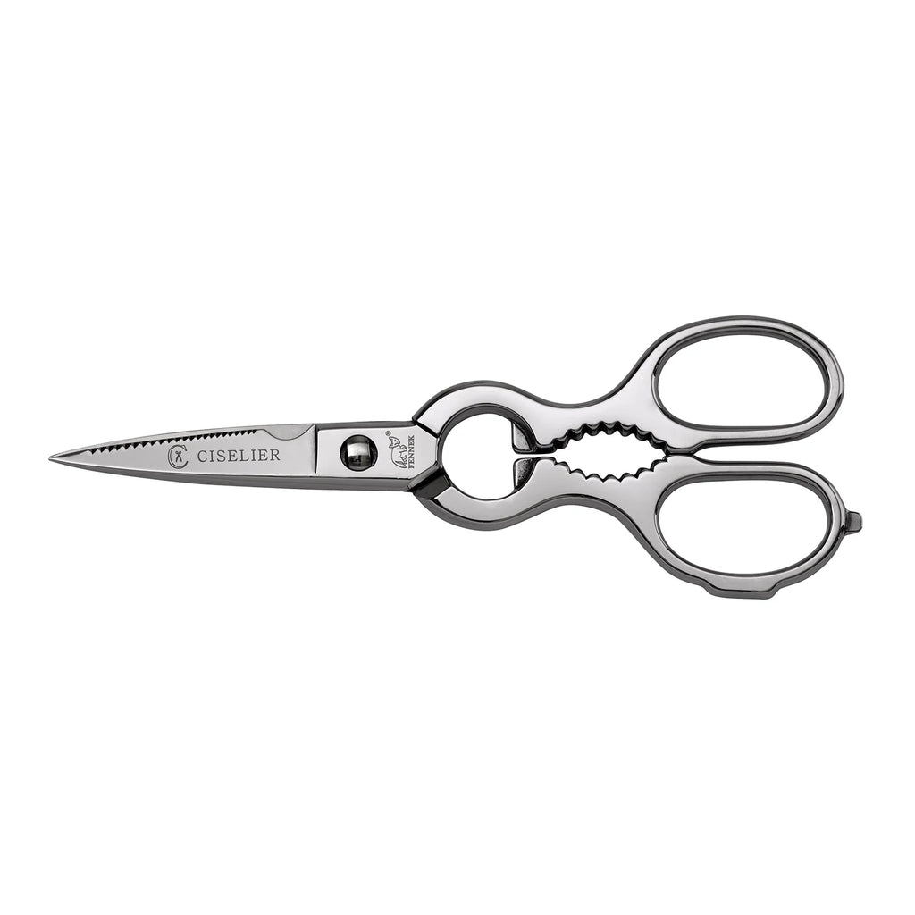 Kitchen Shears with Serrated Blades, Bottle Opener and Cracker Function, 8-Inch Italian Stainless Steel Scissors