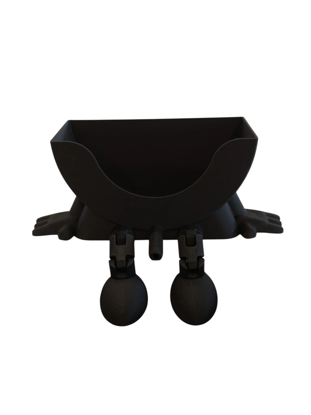 Kitchen Sponge Holder with Articulated Dangling Legs and a Front Drainage Spout for Sink-Side Storage