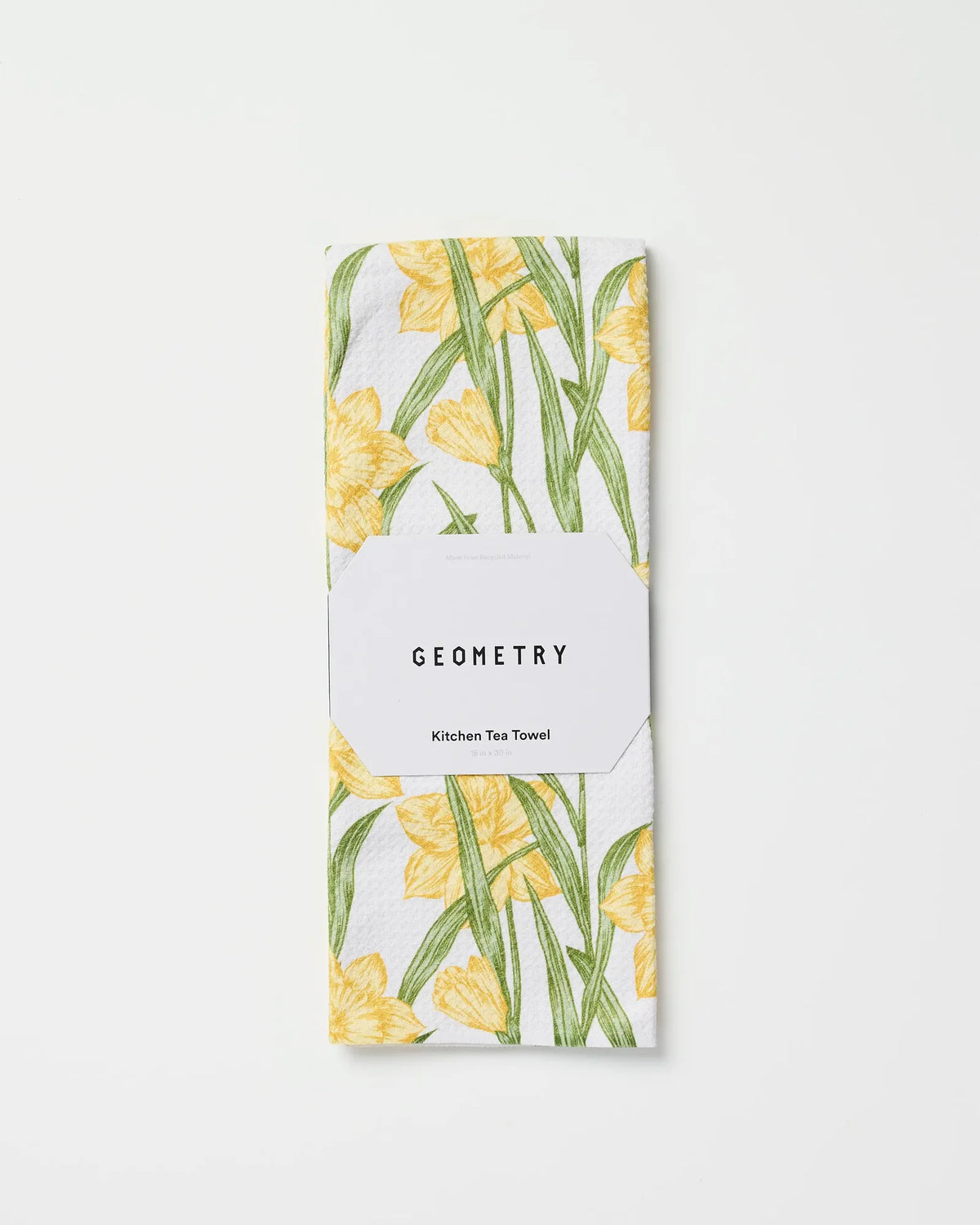 Kitchen Tea Towel with Absorbent Quick-Drying Geoweave Fabric, Daffodil Floral Print, and 18 x 30 Inch Size