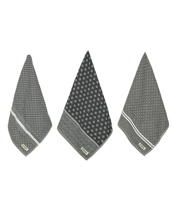 Kitchen Towel Set in Gray Organic Turkish Cotton, Assorted 3 Pack