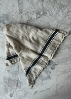 Kitchen Towel Set of 2 in a Linen and Cotton Flat Weave, Beige + Black