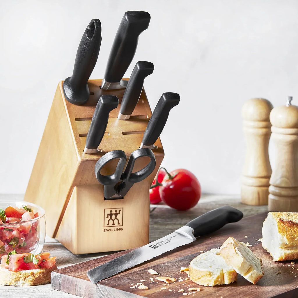 Knife Set with Block, 8-Piece Forged High-Carbon Stainless Steel Collection, German-Made Blades