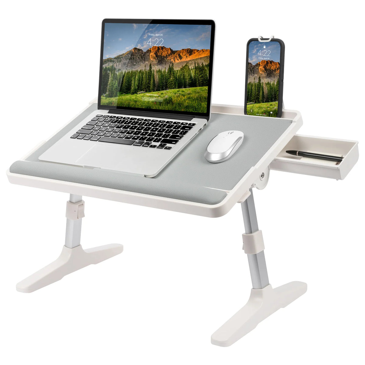 Laptop Table with Four Tilt Angles and Adjustable Height for a Flexible Workspace at Home or While Traveli — Gray - SKU 78505