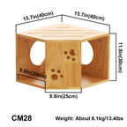 Large Corner Cat Wall House with Rubberwood Frame, Elevated Hideaway and Space-Saving Indoor Cat Furniture