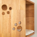 Large Corner Cat Wall House with Rubberwood Frame, Elevated Hideaway and Space-Saving Indoor Cat Furniture