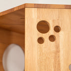 Large Corner Cat Wall House with Rubberwood Frame, Elevated Hideaway and Space-Saving Indoor Cat Furniture