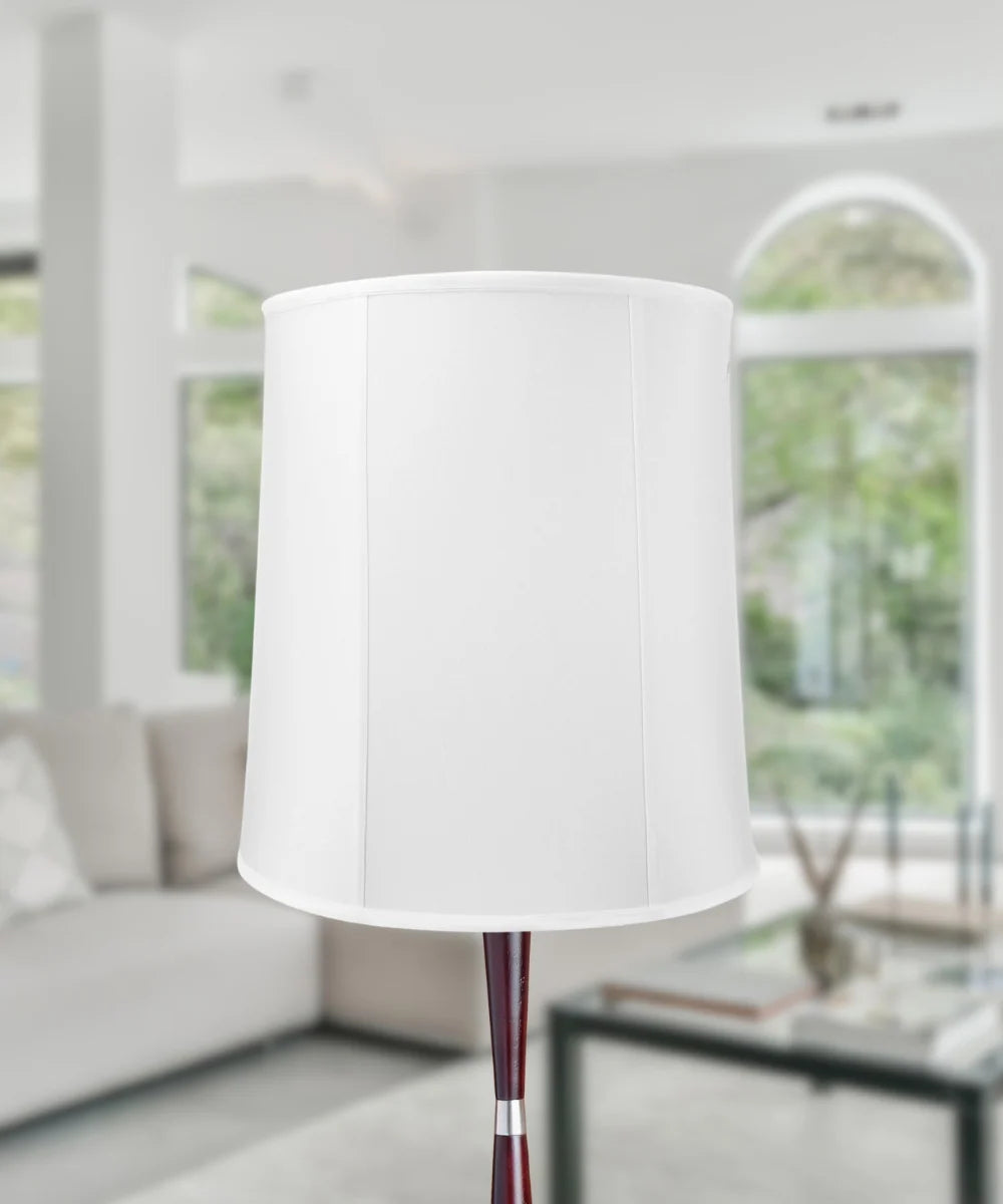 Large Drum Lamp Shade in White Shantung