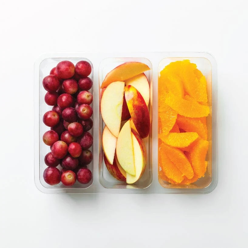 Large Fruit Tray with 1.5 lb Mix of Grapes, Sliced Apple, and Mandarin Oranges in a Lidded Three-Compartment Snack Pack