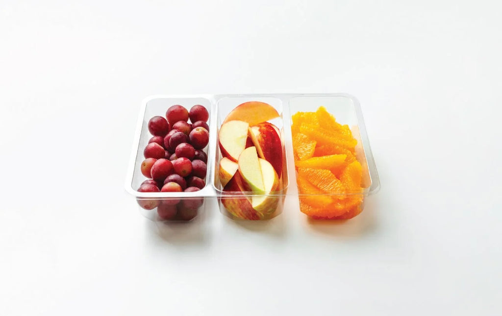 Large Fruit Tray with 1.5 lb Mix of Grapes, Sliced Apple, and Mandarin Oranges in a Lidded Three-Compartment Snack Pack