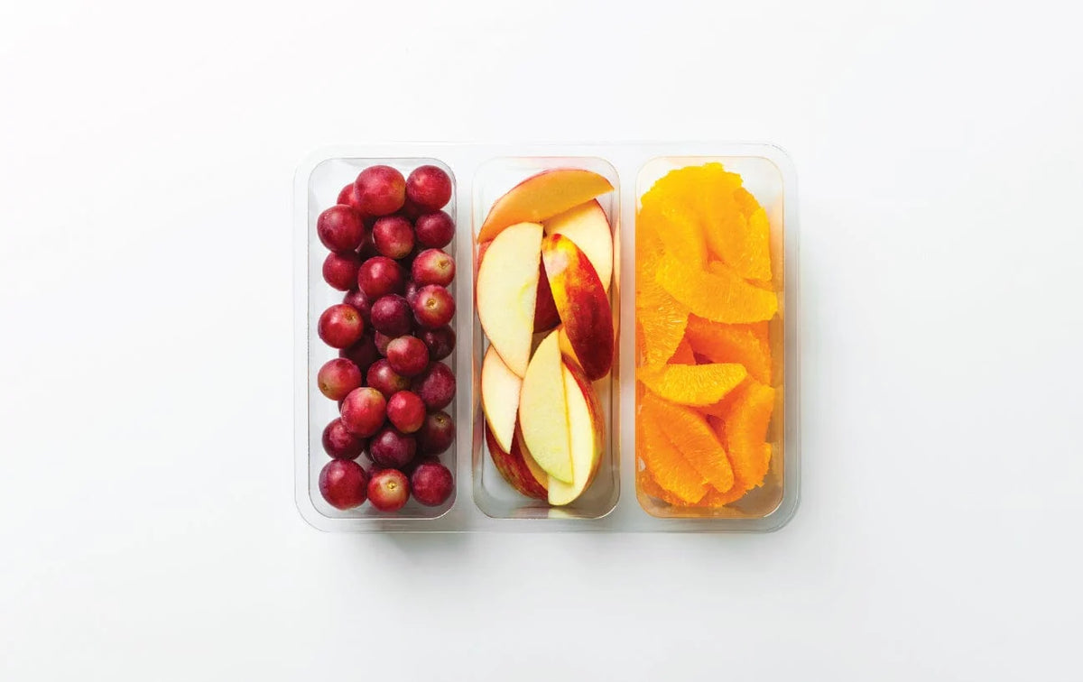 Large Fruit Tray with 1.5 lb Mix of Grapes, Sliced Apple, and Mandarin Oranges in a Lidded Three-Compartment Snack Pack