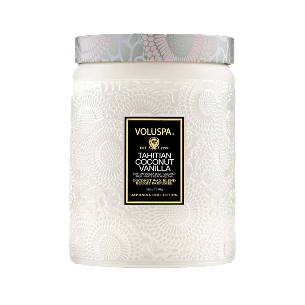 Large Jar Candle, 18oz Scented Home Fragrance with Embossed Glass Design and Approximately 100-Hour Burn