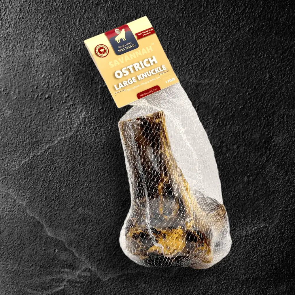Large Ostrich Knuckle Dog Chew Bone for Moderate and Powerful Chewers, 5.5-Inch Long-Lasting Treat