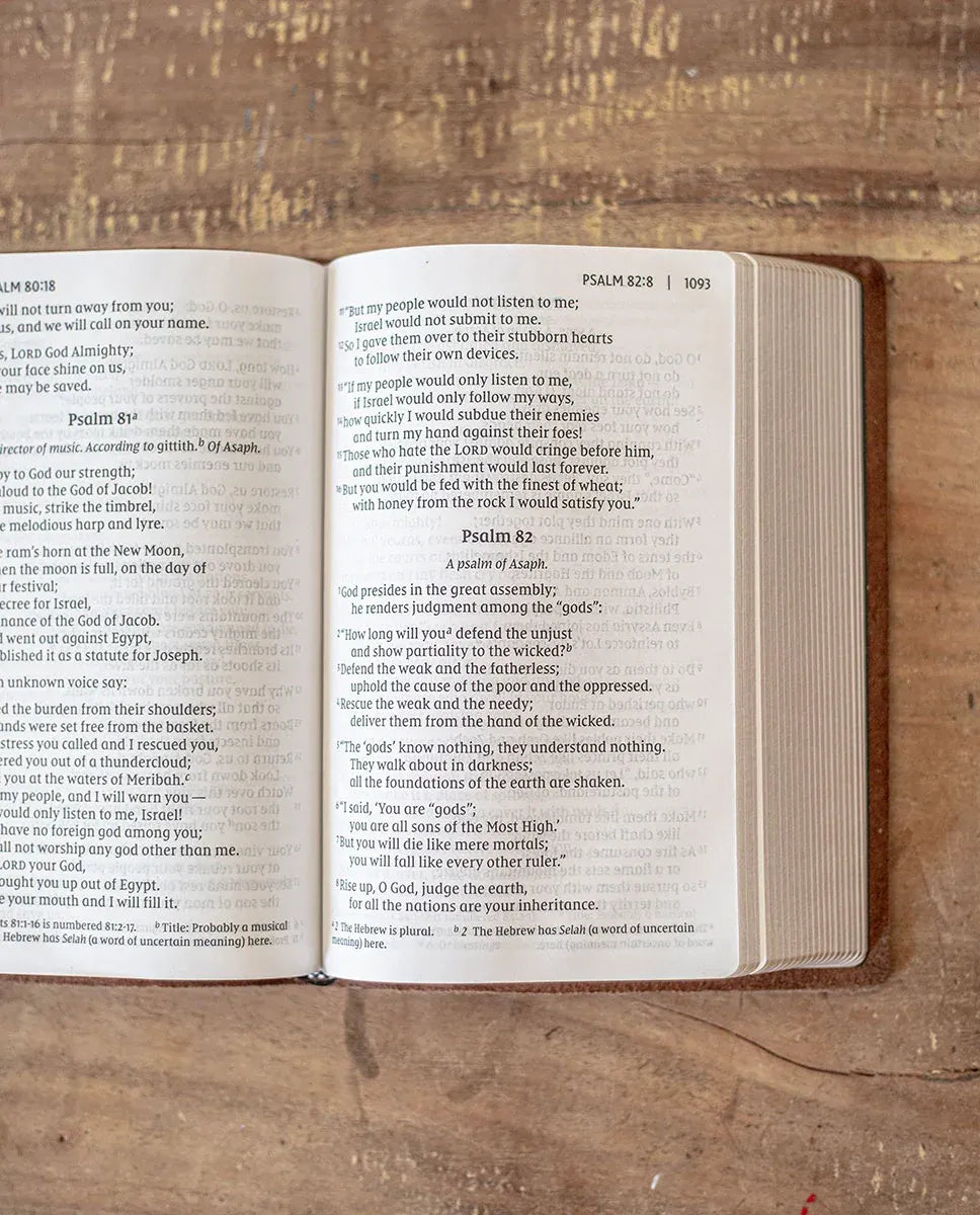 Large Print NIV Leather Bible, Handbound in Full-Grain Bovine Leather for Single-Column Scripture Reading