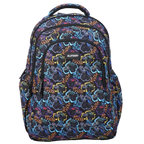 Large School Backpack with Monster Truck Print, Three Zipped Compartments, Laptop Pocket and Water-Resistant 600D Outer