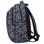 Large School Backpack with Monster Truck Print, Three Zipped Compartments, Laptop Pocket and Water-Resistant 600D Outer