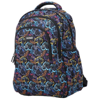 Large School Backpack with Monster Truck Print, Three Zipped Compartments, Laptop Pocket and Water-Resistant 600D Outer