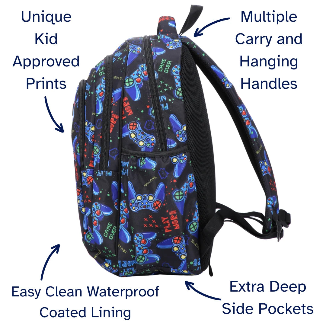 Large School Backpack with Three Zipped Compartments, Laptop Pocket, Water-Resistant 600D Polyester and Padded Straps