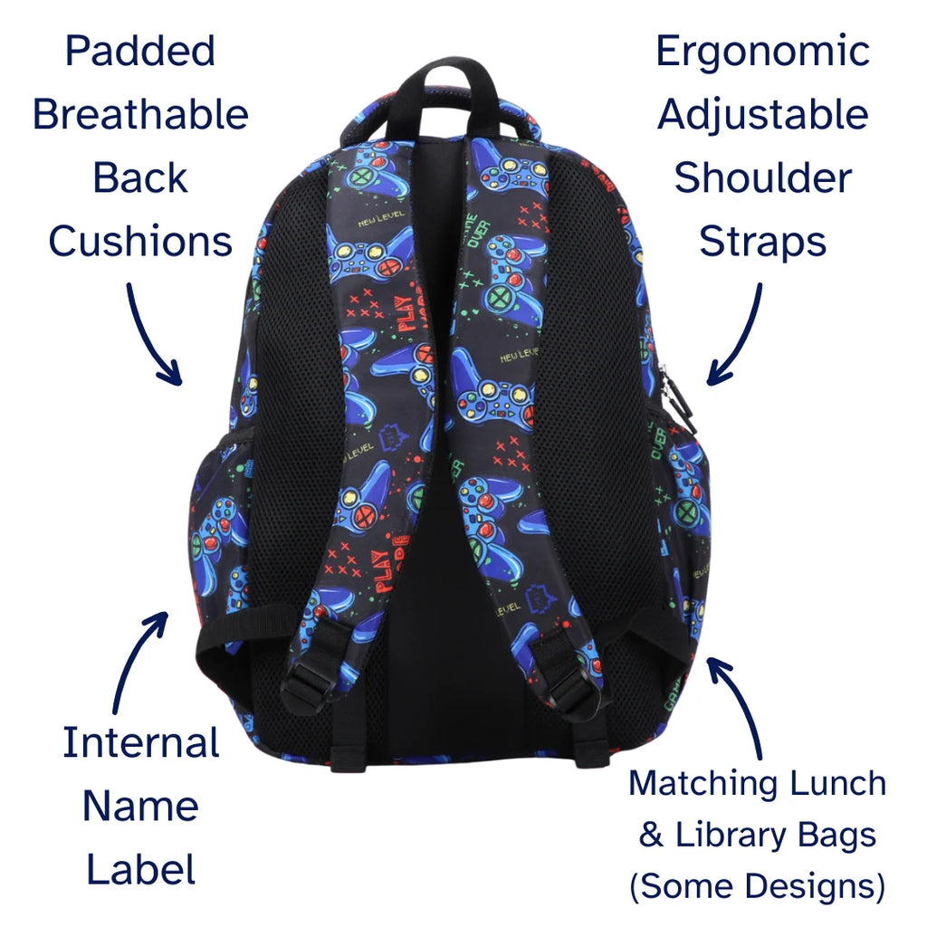Large School Backpack with Three Zipped Compartments, Laptop Pocket, Water-Resistant 600D Polyester and Padded Straps