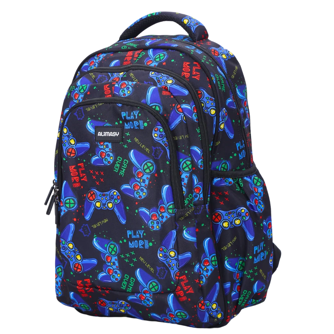 Large School Backpack with Three Zipped Compartments, Laptop Pocket, Water-Resistant 600D Polyester and Padded Straps