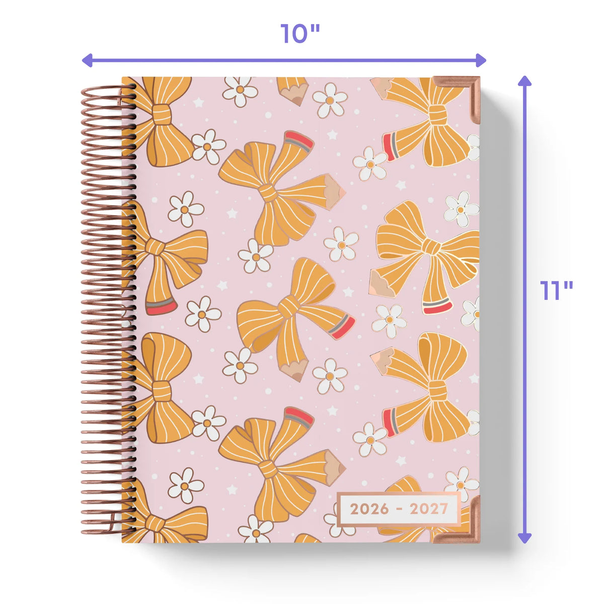 Large Teacher Planner 2026–2027 in Pencil Bows Style