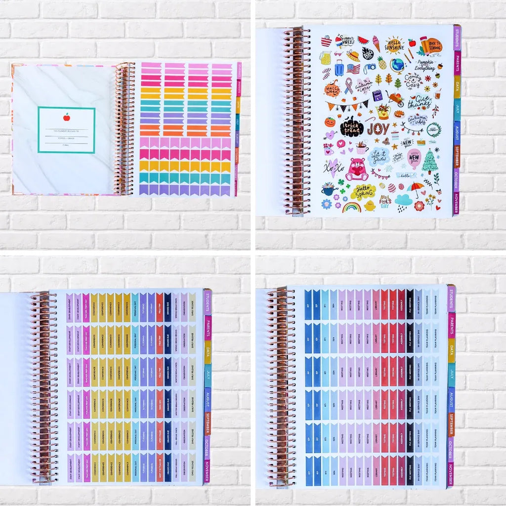 Large Teacher Planner 2026–2027 in Pencil Bows Style