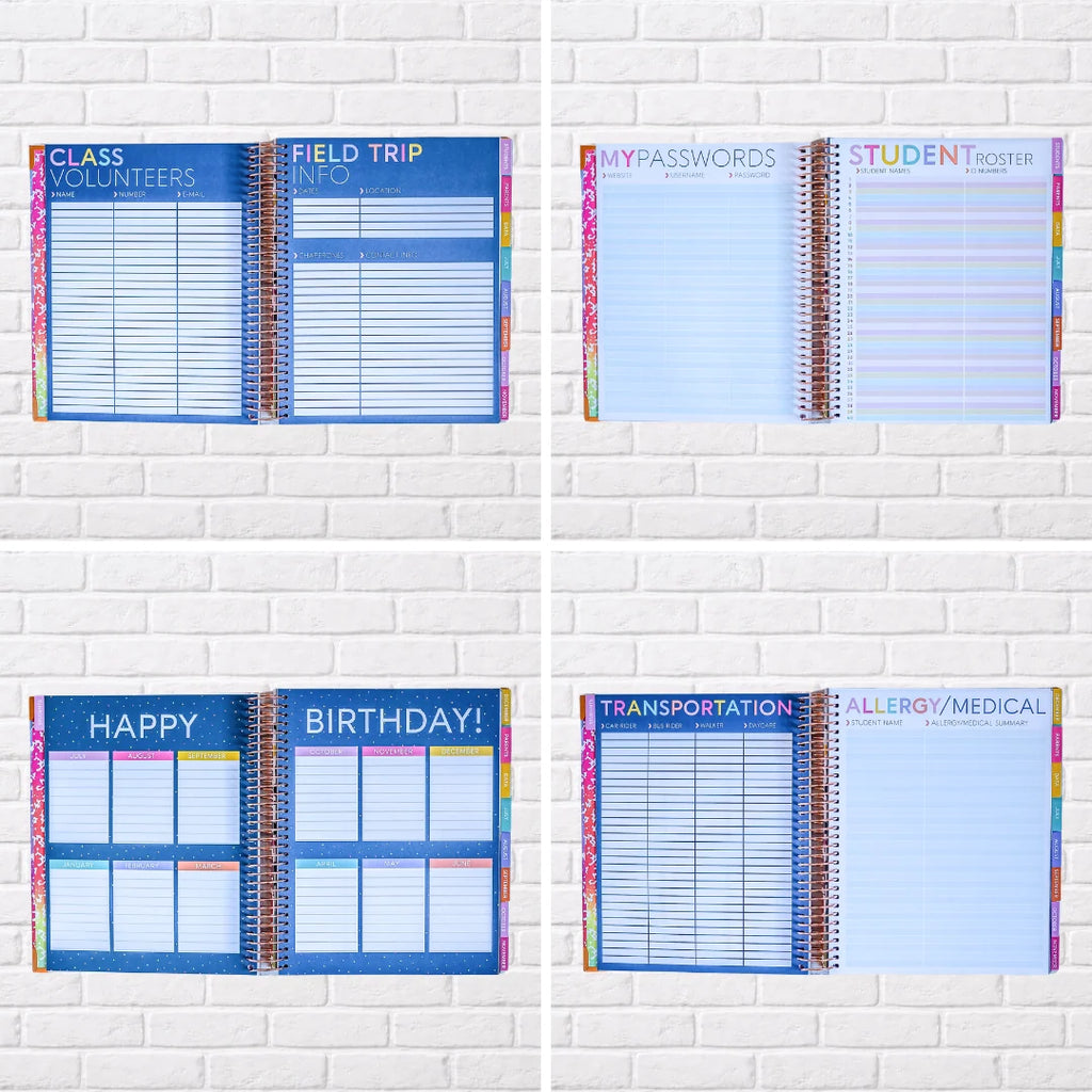 Large Teacher Planner 2026–2027 in Pencil Bows Style