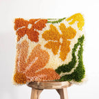 Latch Hook Cushion Kit with Earthy Floral Design, Pre-Sewn Suede-Style Backing and 43cm x 43cm Cushion Front