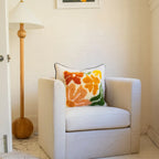 Latch Hook Cushion Kit with Earthy Floral Design, Pre-Sewn Suede-Style Backing and 43cm x 43cm Cushion Front