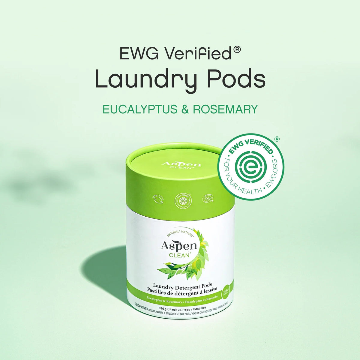 Laundry Detergent Pods with Eucalyptus and Rosemary Oils, Hypoallergenic 36-Pod Plastic-Free Container